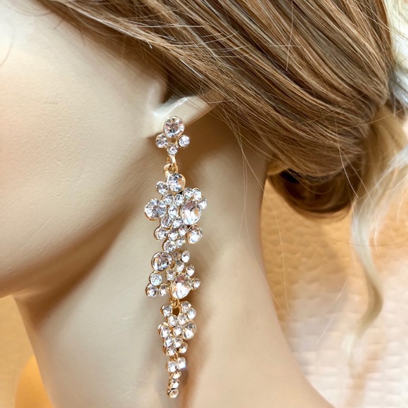 Long Crystal Drop Earrings - Picture 6 of 7